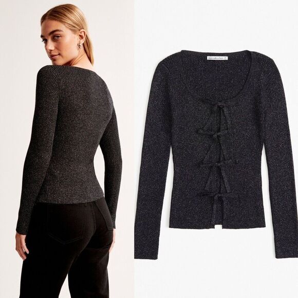 Abercrombie and fitch Bow Tie-Front Slim Cardigan XL NWT - Picture 2 of 9